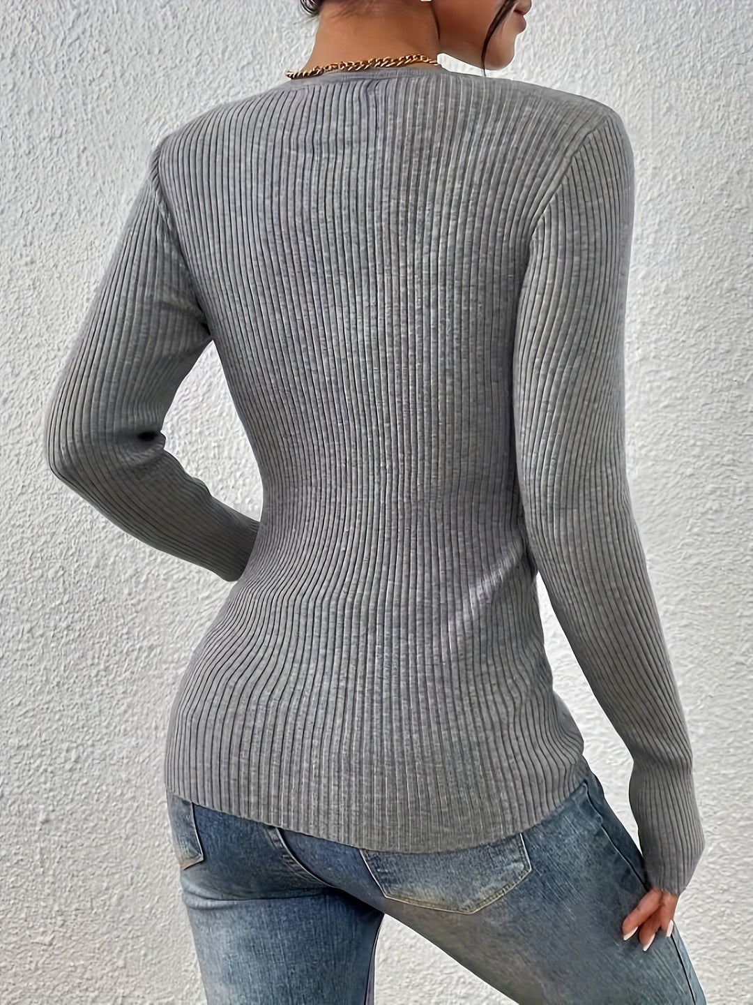 Helene | Ribbad Halvknappad Topp