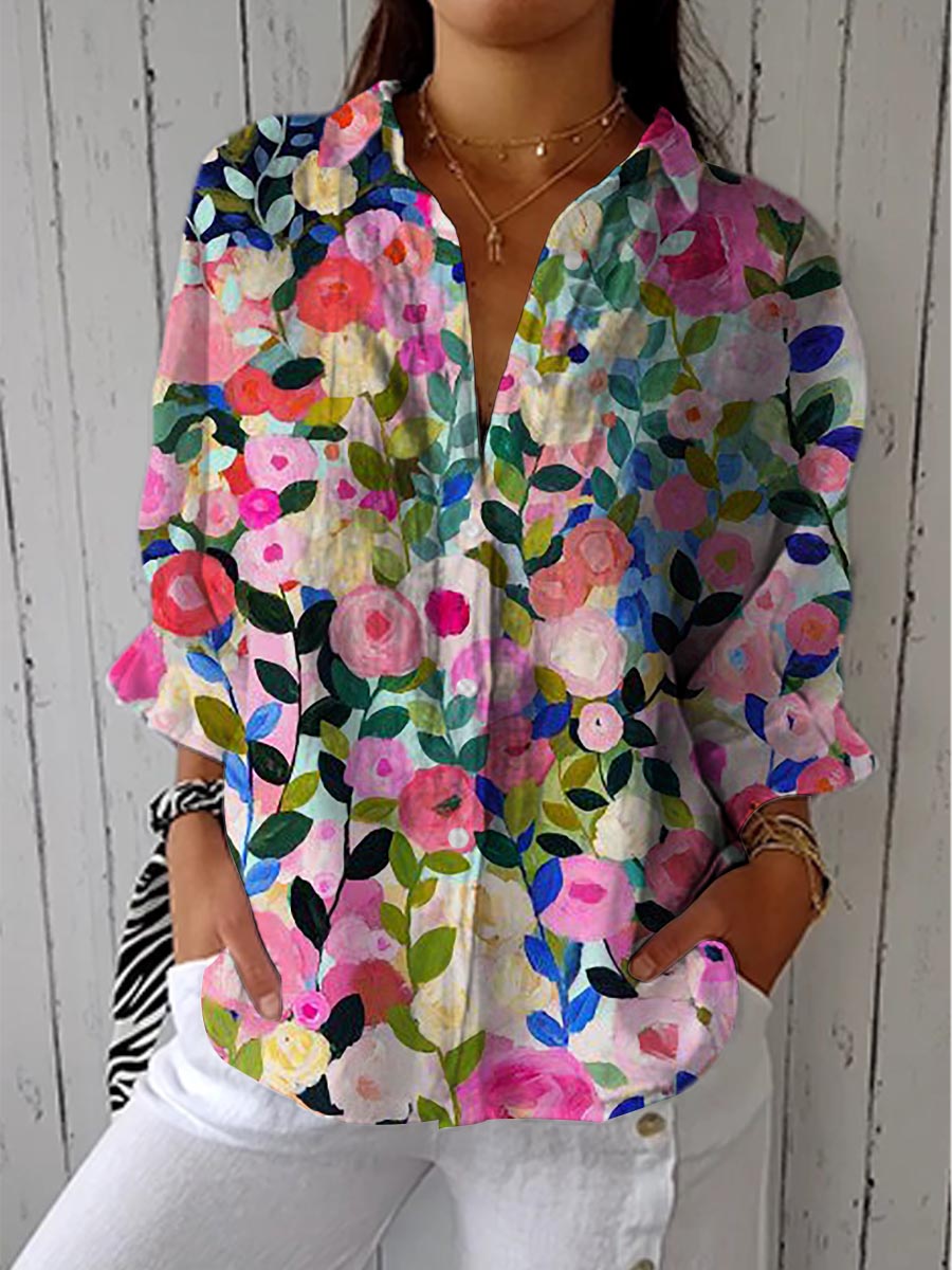 Louise | Stilig Blomster Canvas Blus