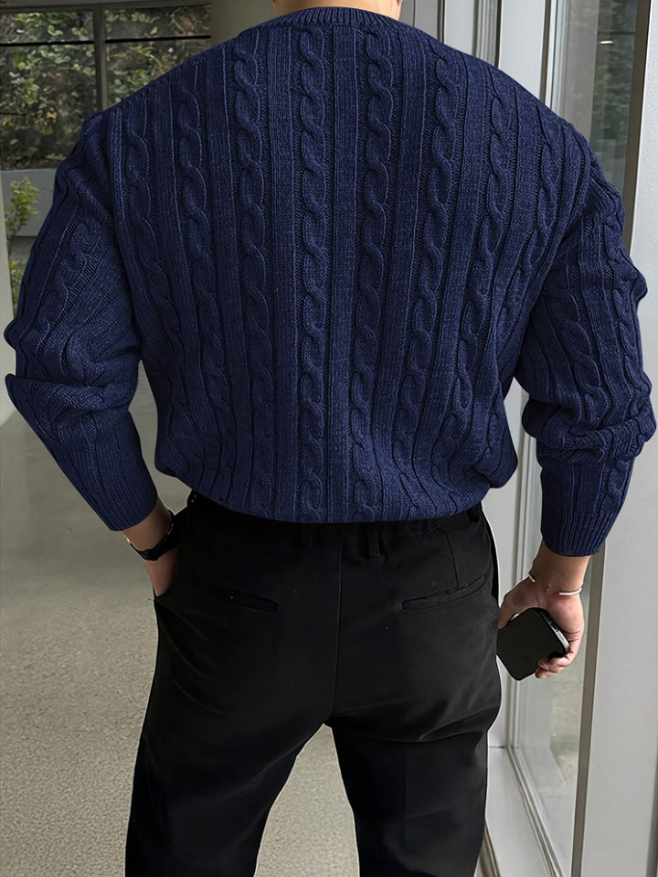Jonas | Kabelstickad Crew Neck Tröja