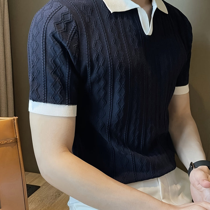 Barrett | Texturerad Polo med Kontrastkrage