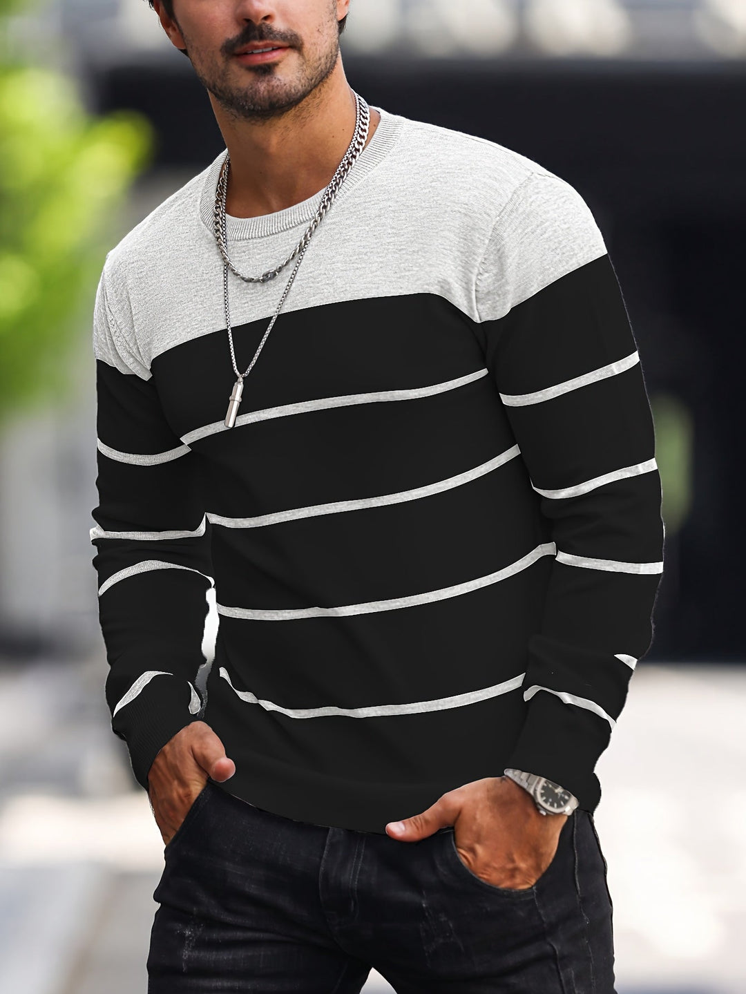 Henry | Randig Rundhalsad Tröja