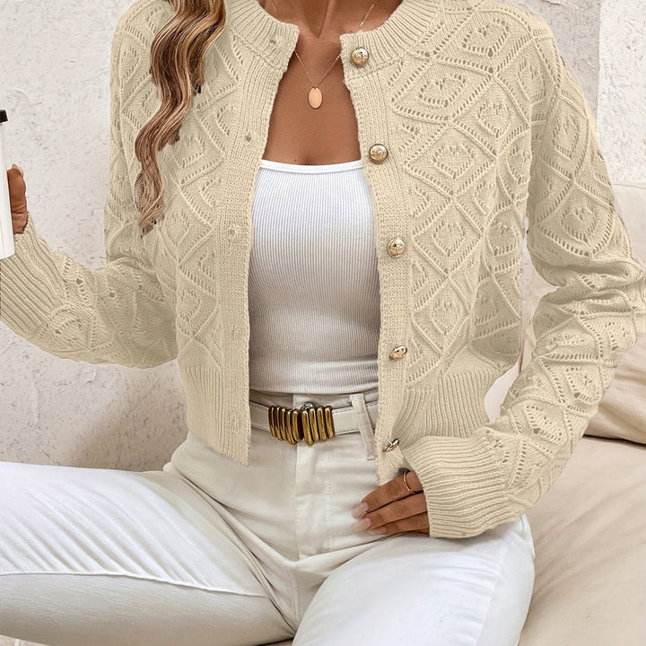 Della | Texturerad Knapp-Front Cardigan