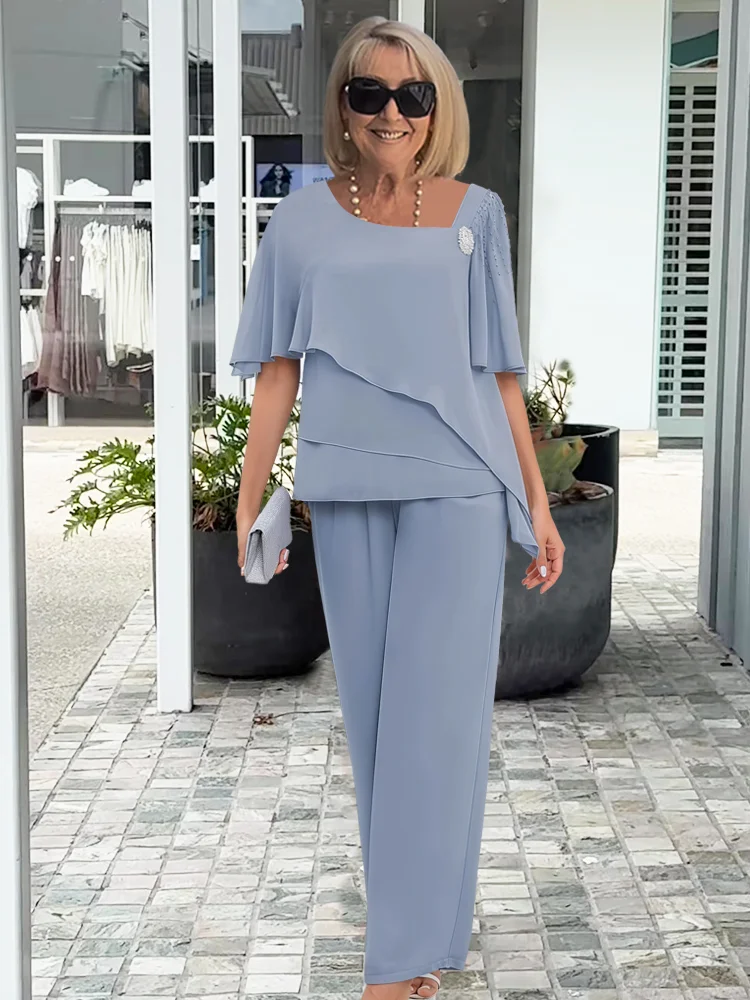 Caroline | Elegant Set med Vida Ärmar och Byxor