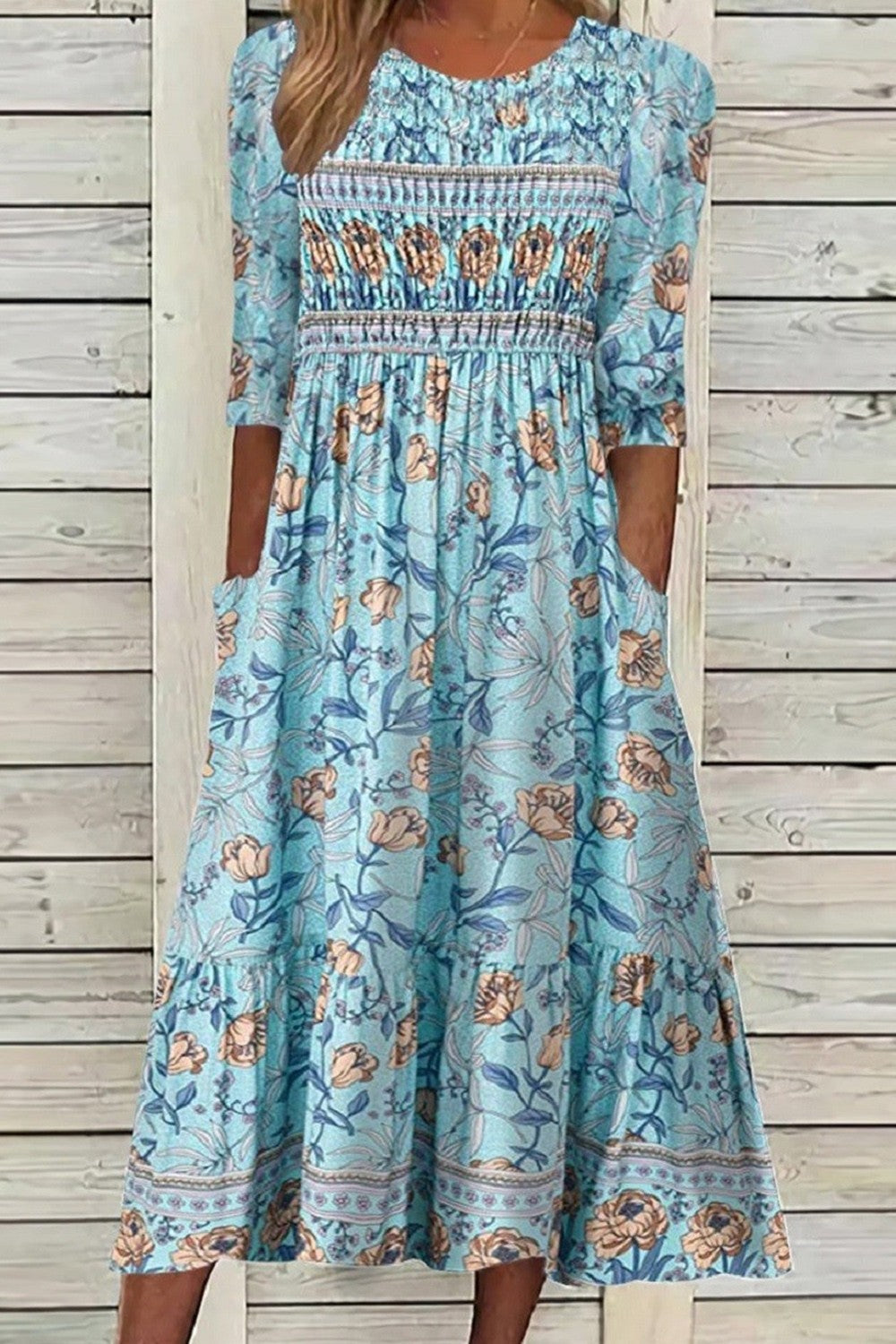Freya | Elegant Petal Mid Sleeve Klänning