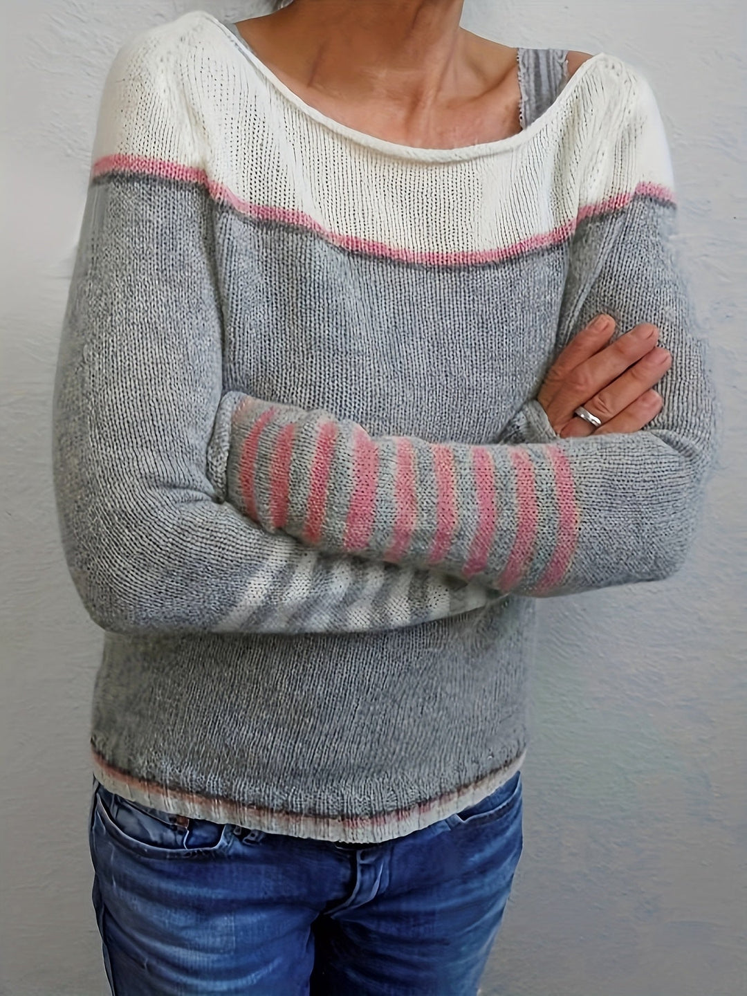 Francesca | Färgblöck Boat Neck Sweater