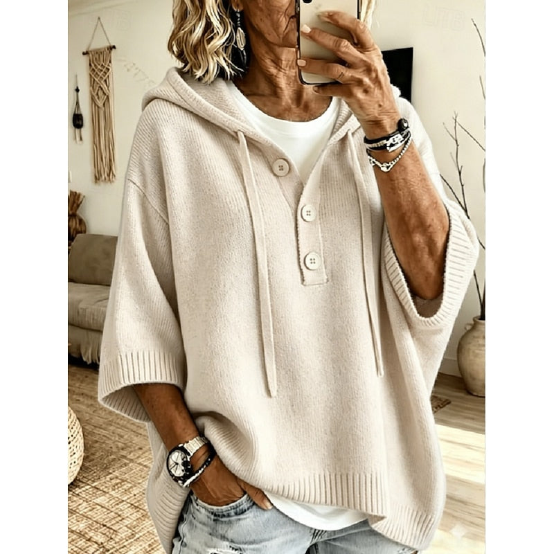 Brooklyn | Avslappnad Hoodie Stickad Tröja