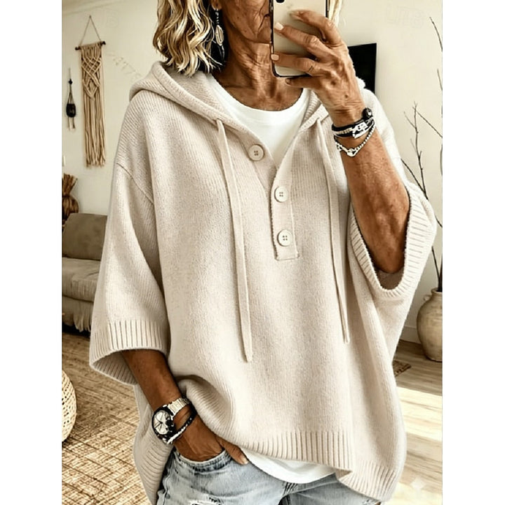 Brooklyn | Avslappnad Hoodie Stickad Tröja