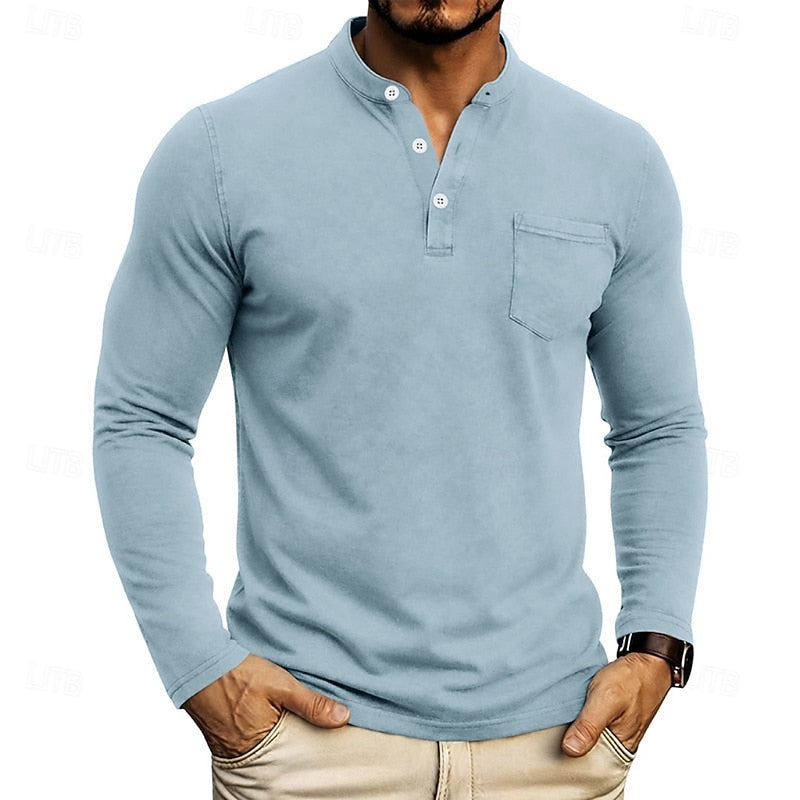 Weston | Klassisk Henley Skjorta med Långa Ärmar