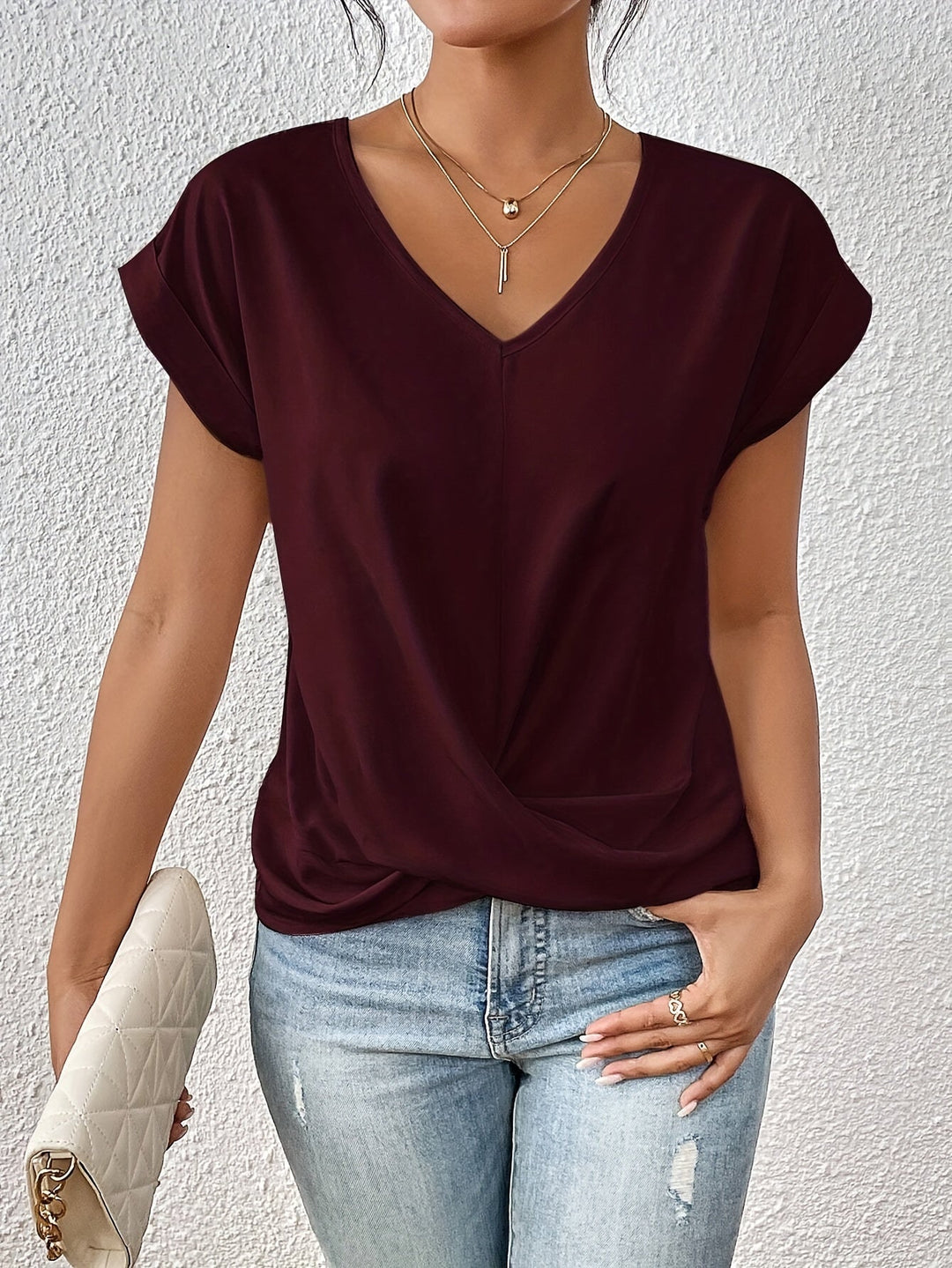Sophia | Elegant V-ringad Draperad Blus
