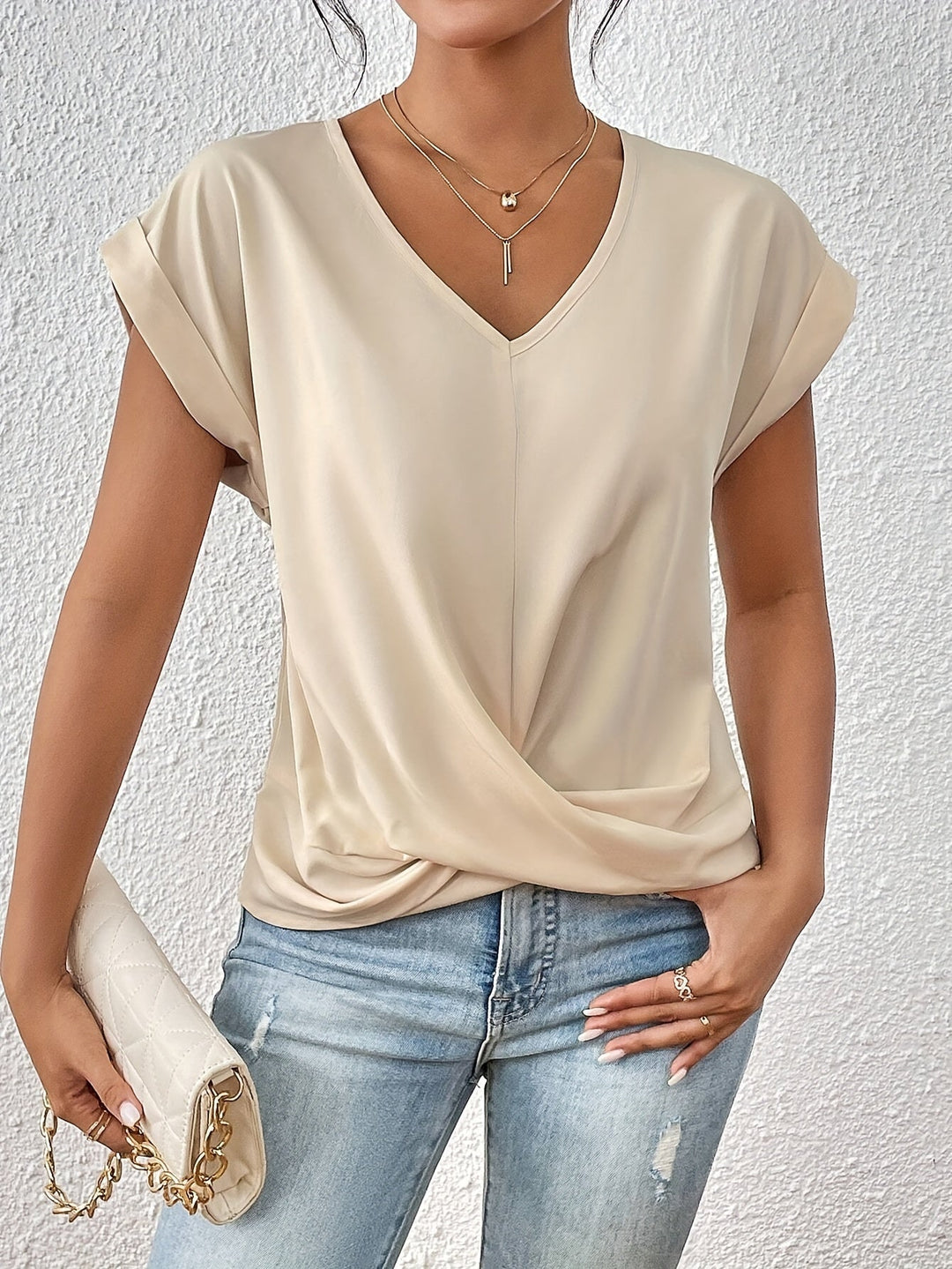 Sophia | Elegant V-ringad Draperad Blus