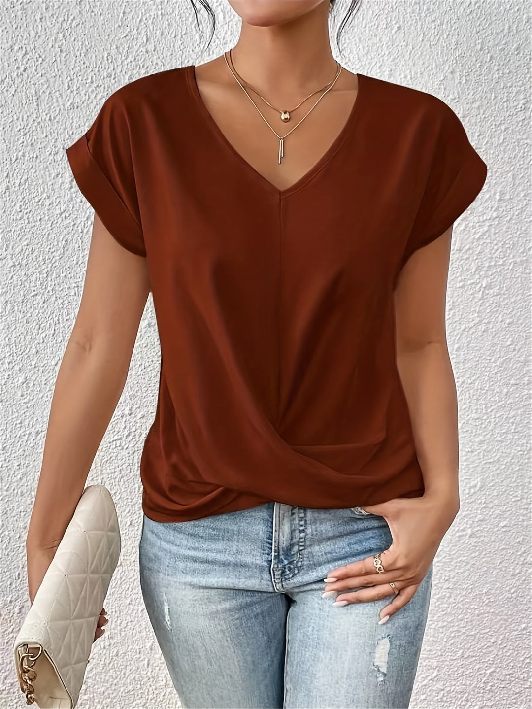 Sophia | Elegant V-ringad Draperad Blus
