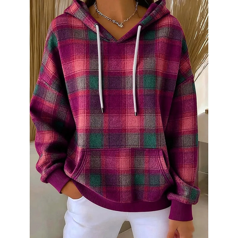 Sadie | Mysig Rutig Hoodie