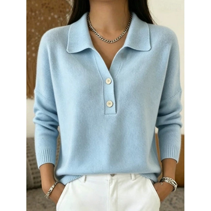Eliza | Raffinerad Krage Knapp Pullover