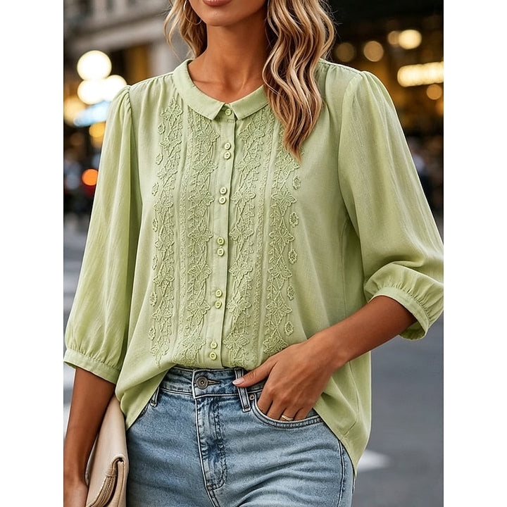 Paige | Broderad Peter Pan-krage Blus