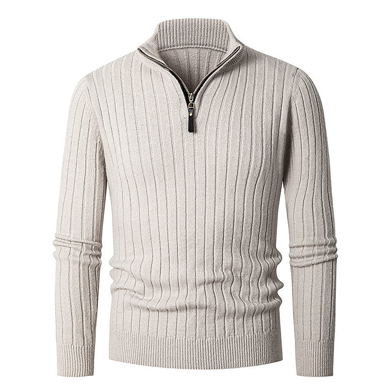Gavin | Ribbade Kvartzip-Sweater