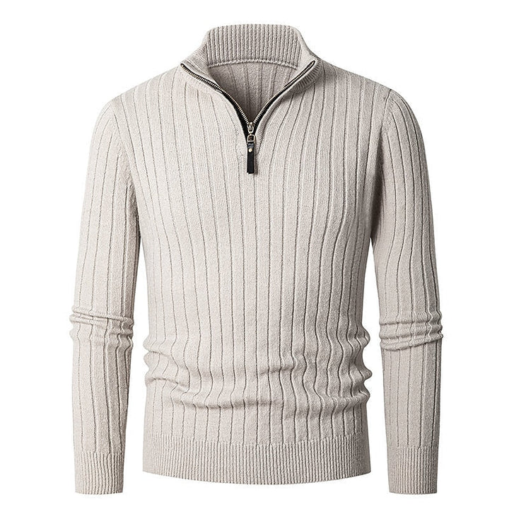 Gavin | Ribbade Kvartzip-Sweater