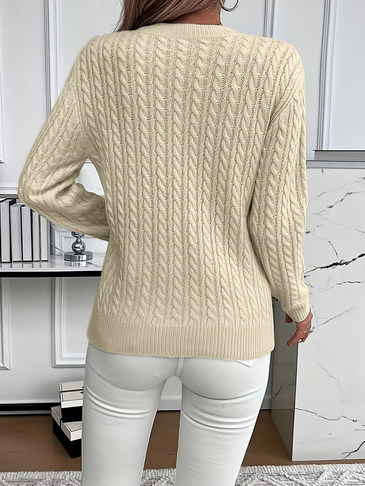 Faye | Kabelstickad Rundhalsad Tröja