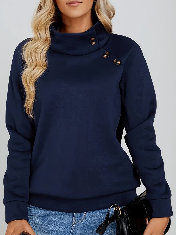 Kirsten | Sweatshirt med ståkrage och knappar
