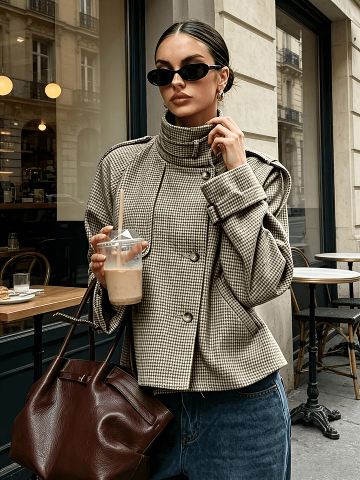 Marguerite | Jacka med ståkrage i houndstooth