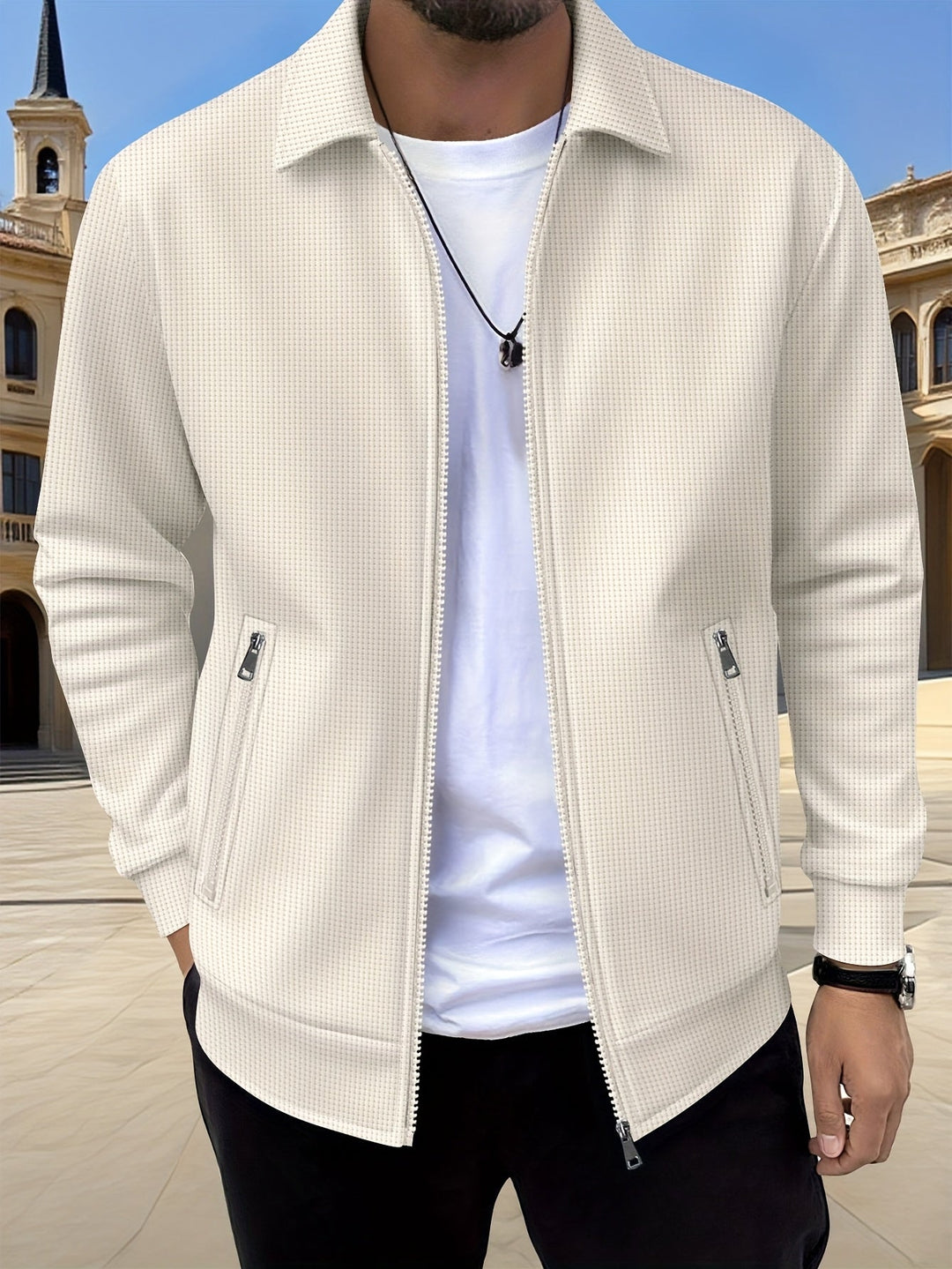 Cameron | Texturerad Zip Jacka
