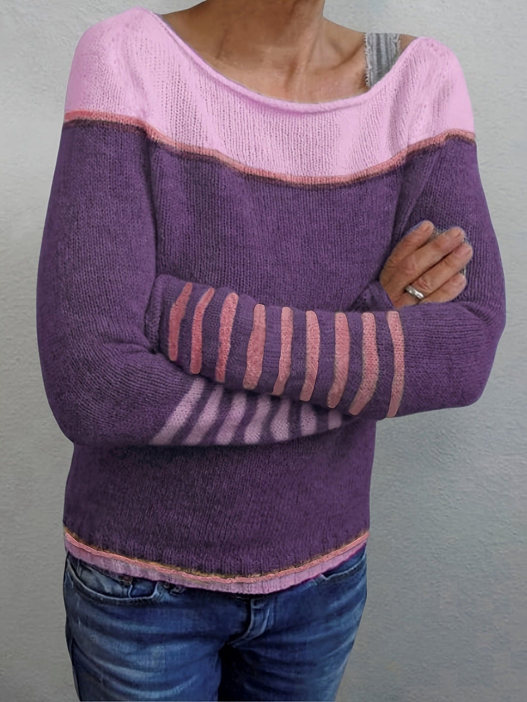 Francesca | Färgblöck Boat Neck Sweater