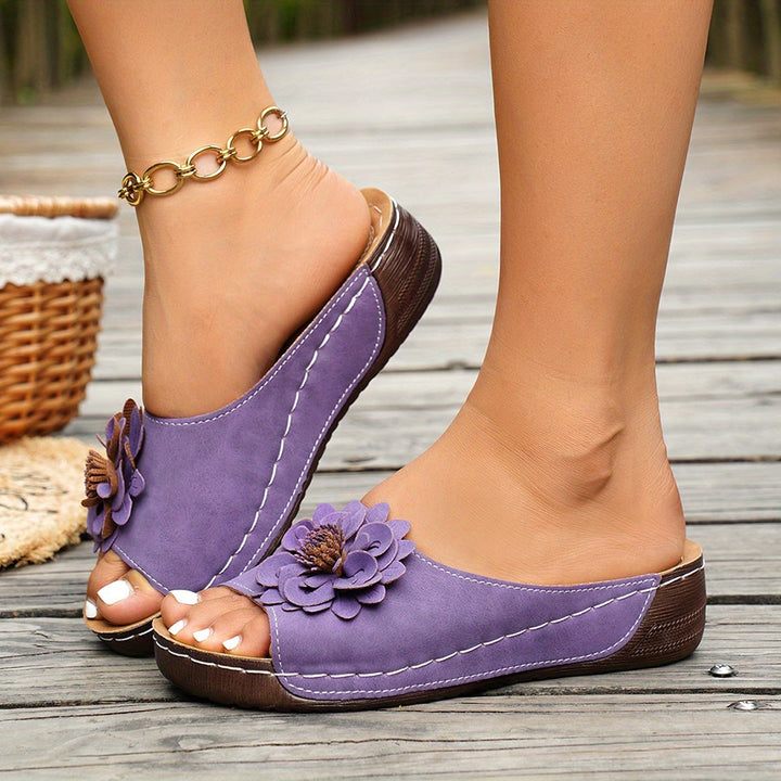 Melanie | Blommig Komfort Wedge Sandaler