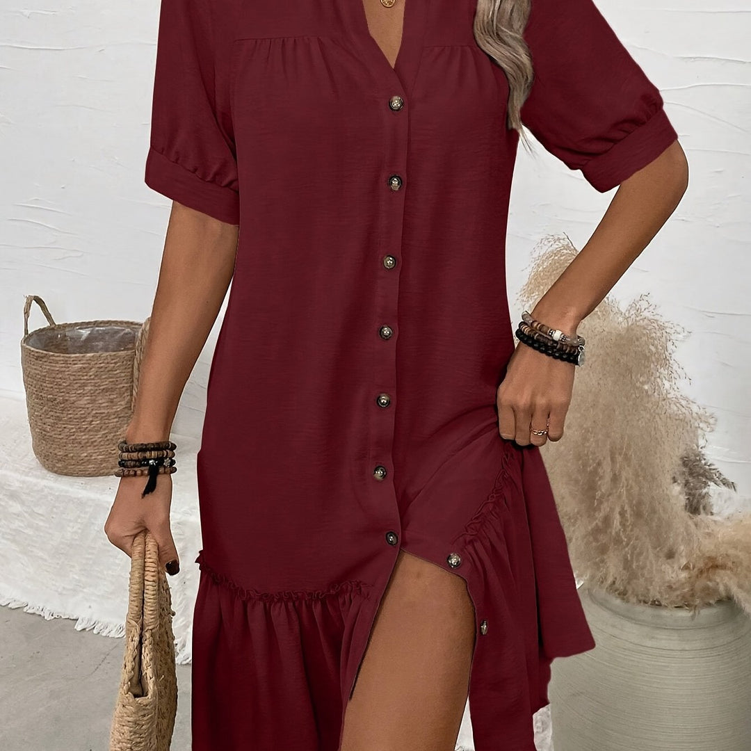 Maevelle | Knäppt Boho Midi Klänning