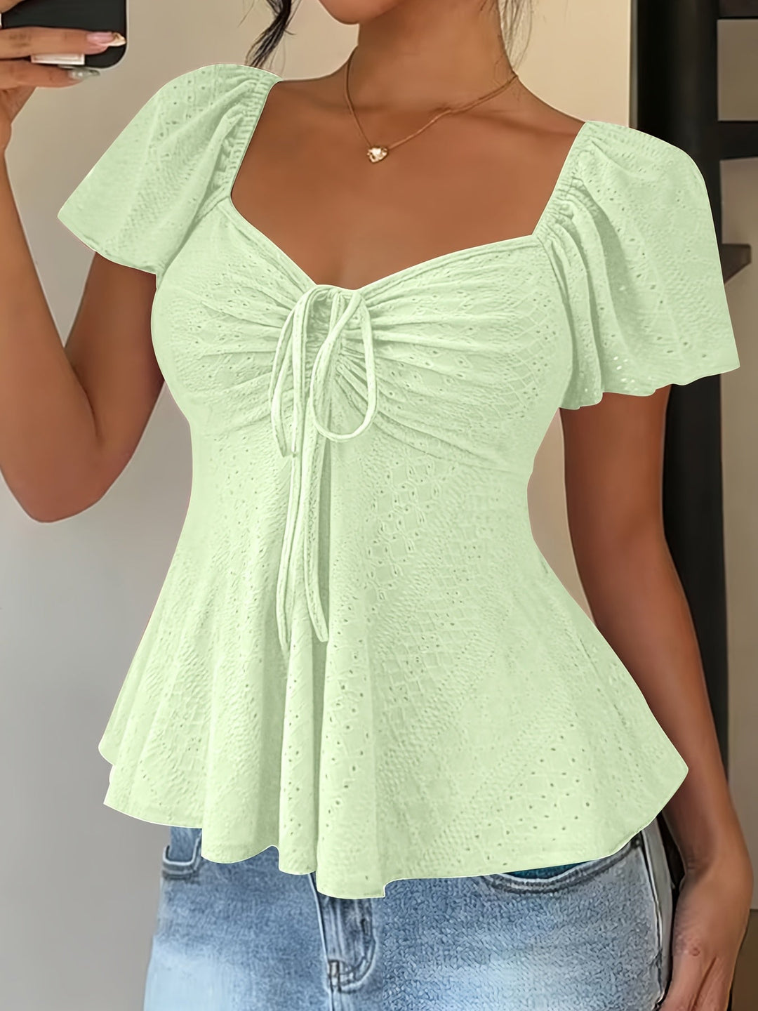 Josephine | Flutter-sleeve Peplum Top