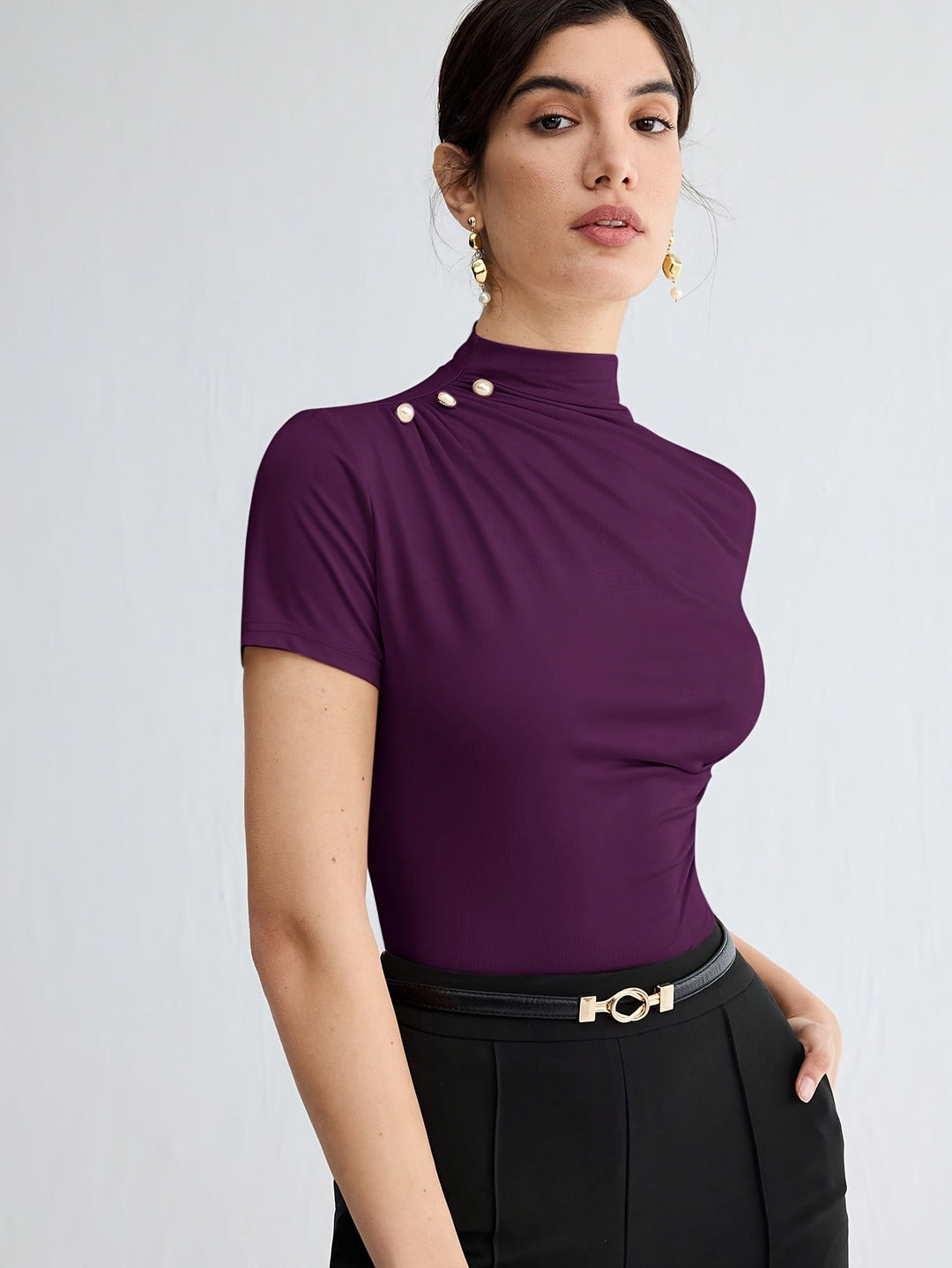 Sienna | Mock Neck Kortärmad Topp