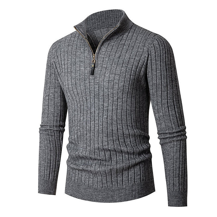 Gavin | Ribbade Kvartzip-Sweater