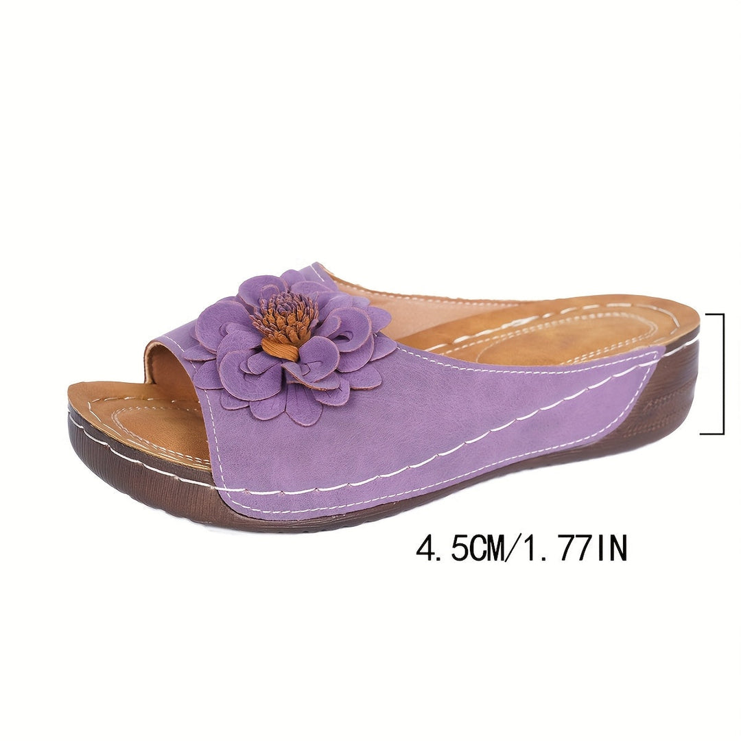 Melanie | Blommig Komfort Wedge Sandaler