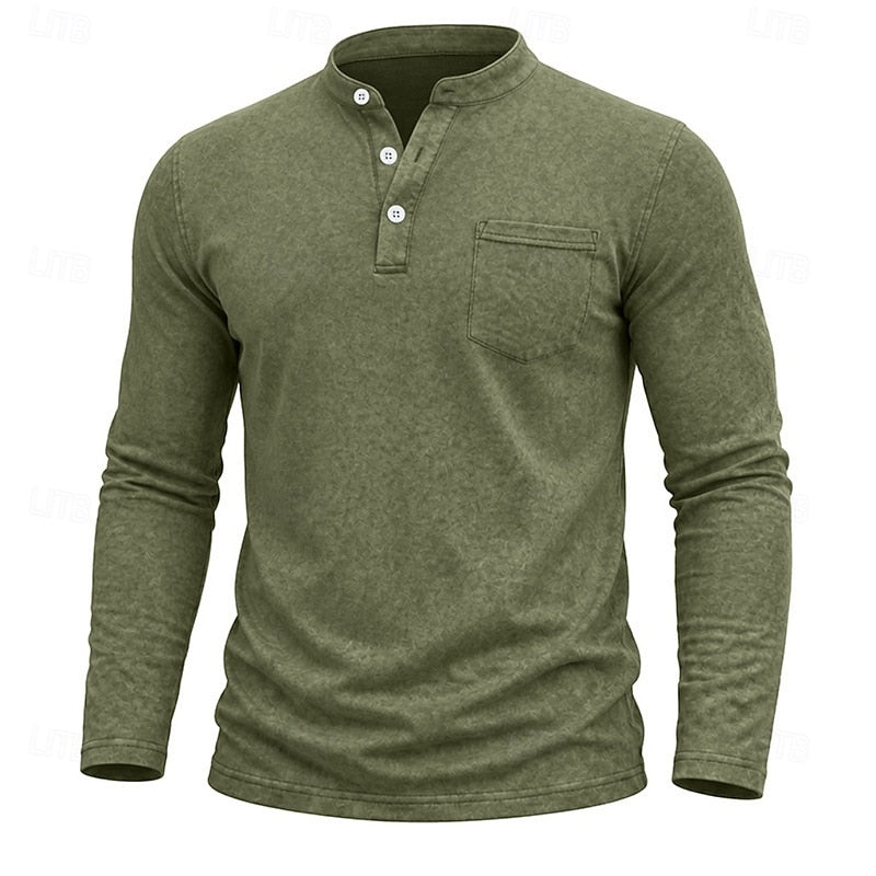 Weston | Klassisk Henley Skjorta med Långa Ärmar