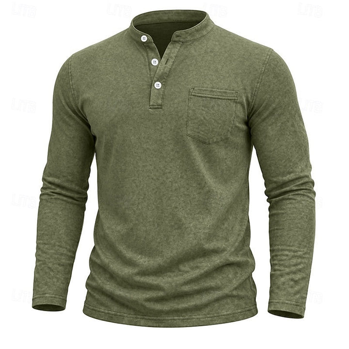 Weston | Klassisk Henley Skjorta med Långa Ärmar