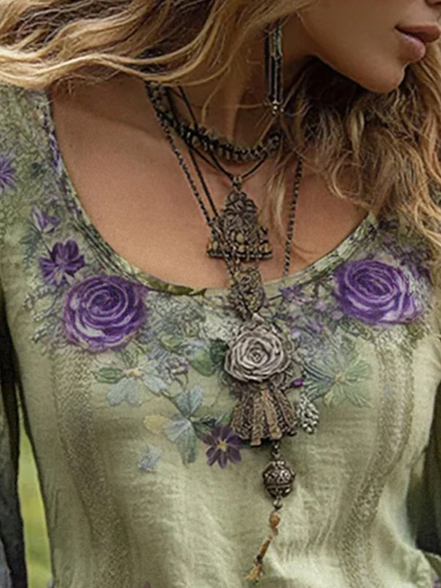 Sienna | Vintage Blommig V-ringad Blus