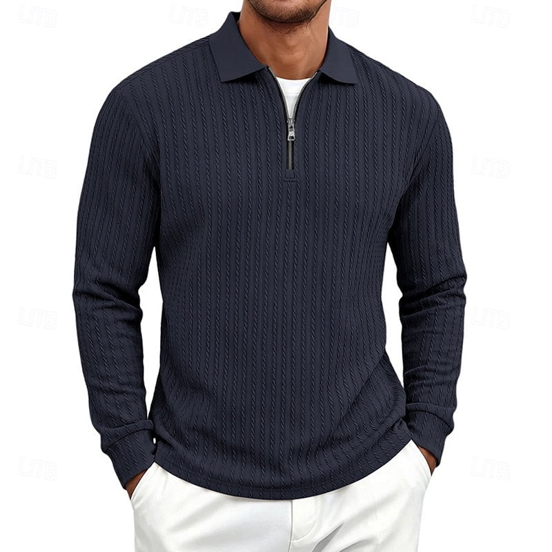 Rhett | Texturerad Quarter-Zip Polo Skjorta