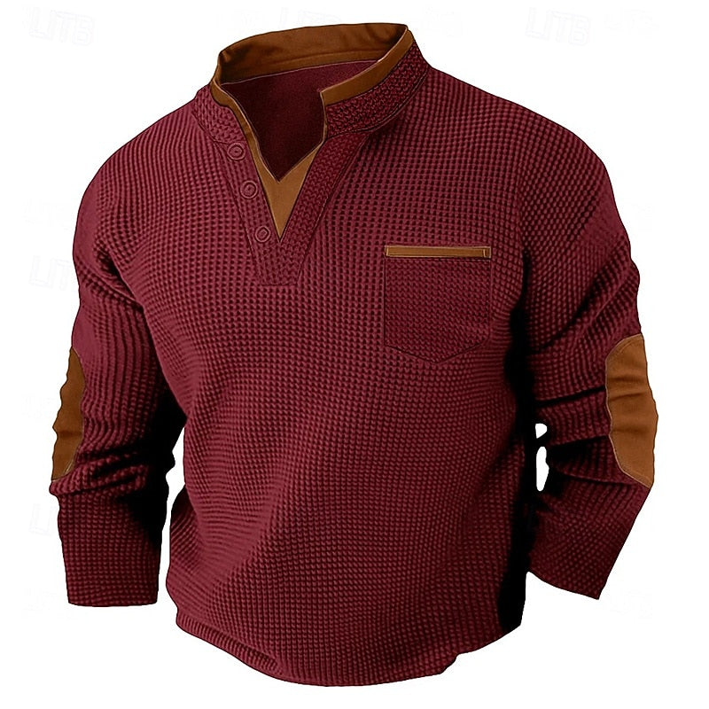 Russell | Texturerad Waffle Henley Skjorta