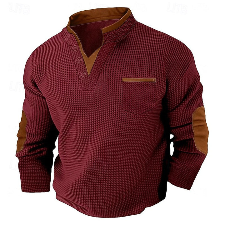 Russell | Texturerad Waffle Henley Skjorta