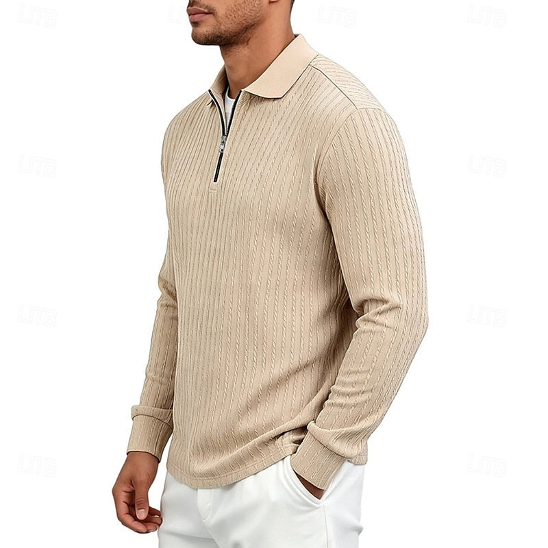 Rhett | Texturerad Quarter-Zip Polo Skjorta
