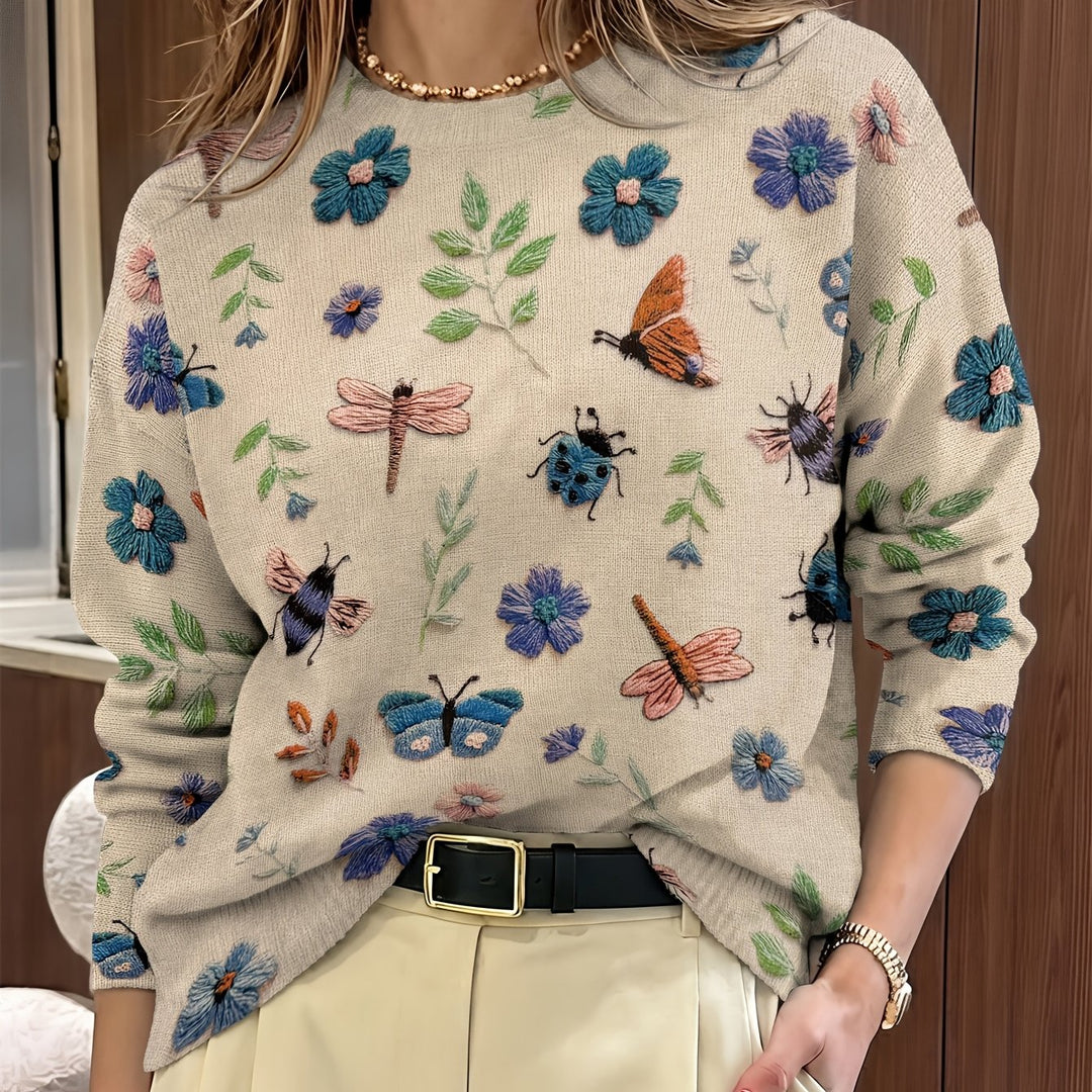 Elsie | Botanisk Tryckt Crewneck Tröja