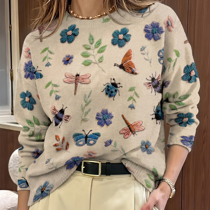 Elsie | Botanisk Tryckt Crewneck Tröja