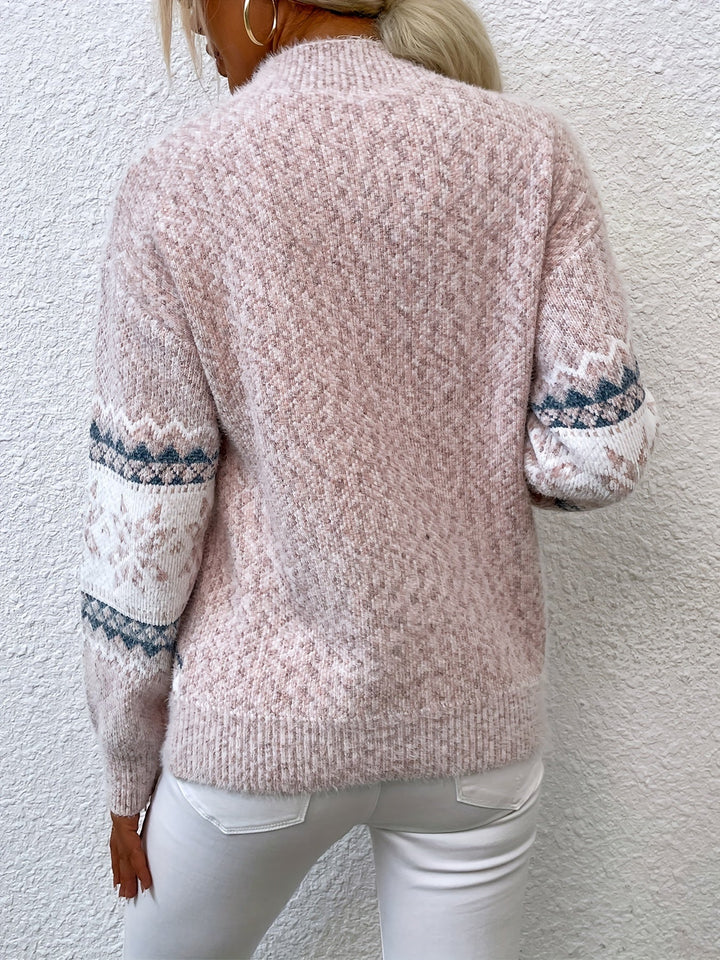Tamsin | Mysig Snöflinga Mock-Neck Tröja