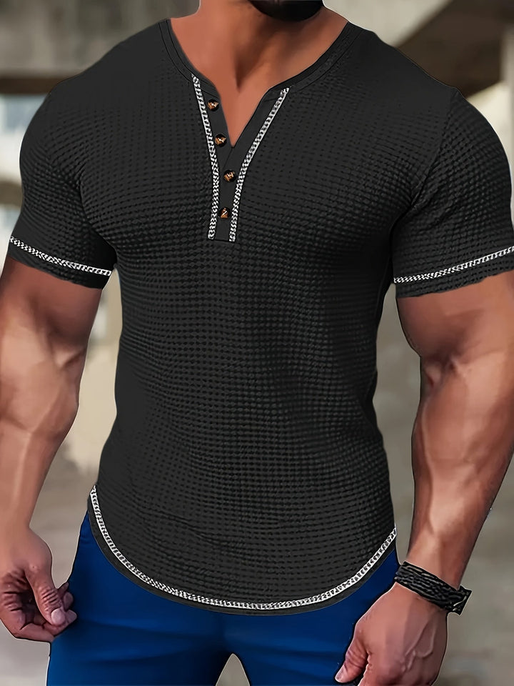 Vaughn | Texturerad Kortärmad Henley Skjorta