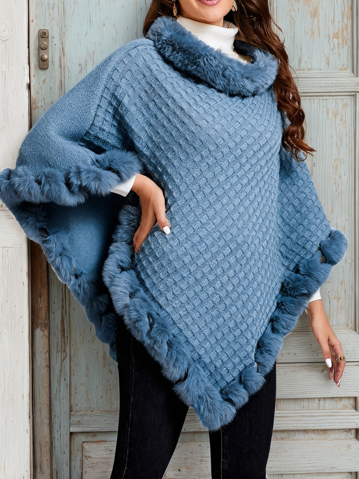 Willow | Mysig Poncho med Fuskpäls