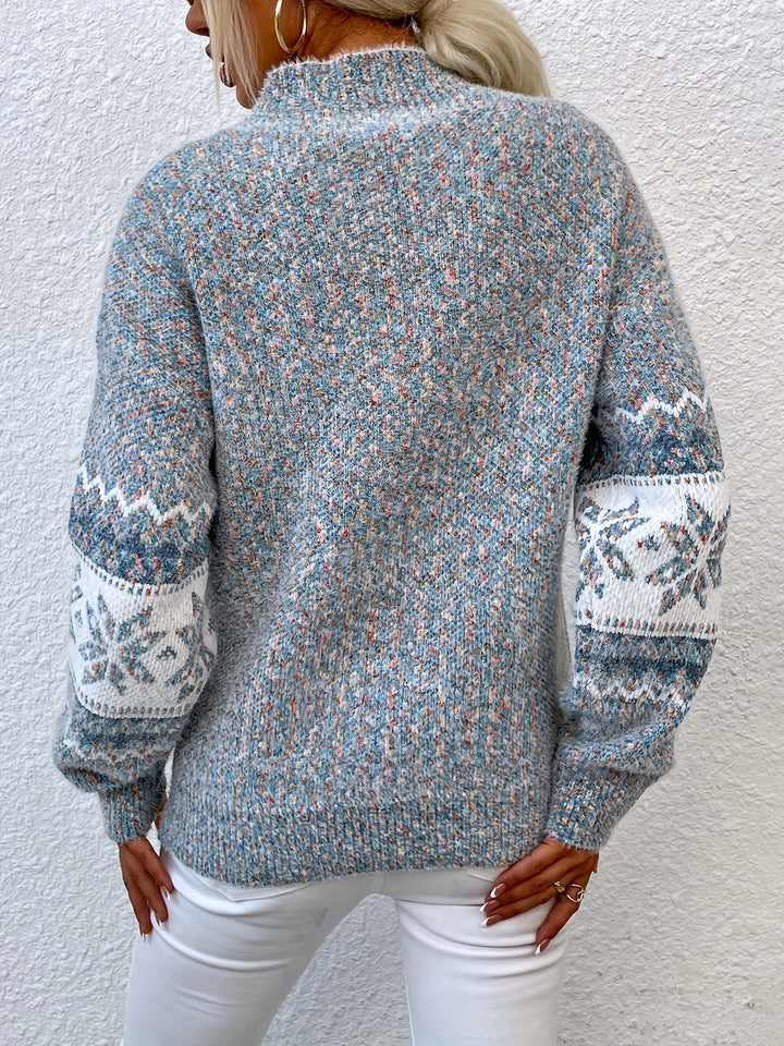 Tamsin | Mysig Snöflinga Mock-Neck Tröja