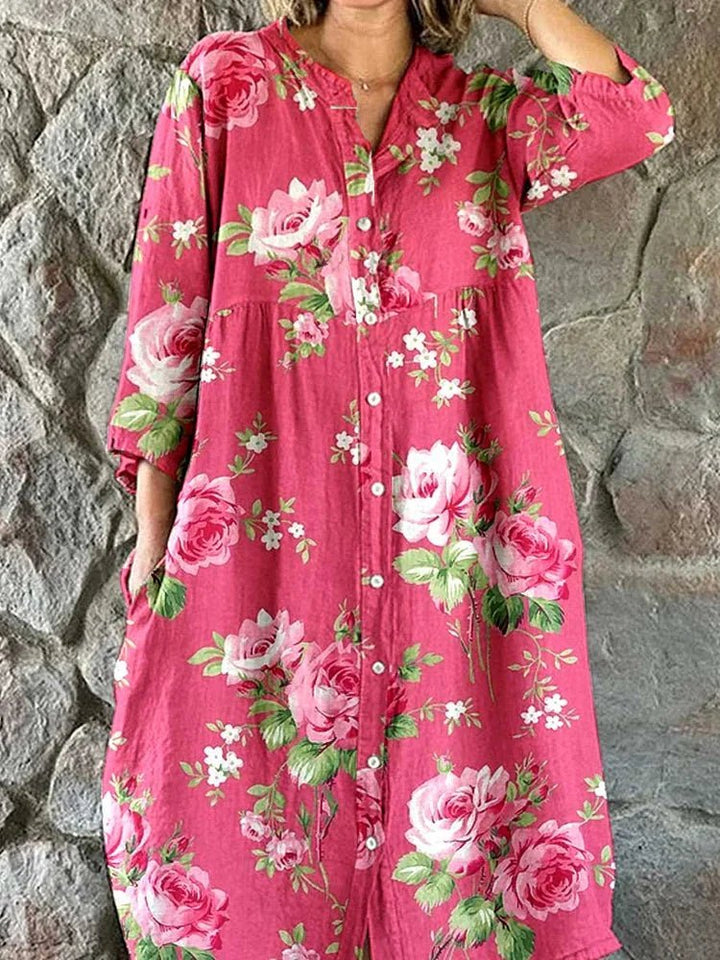 Maddie | Stilren Oversized Konst Blommig Klänning