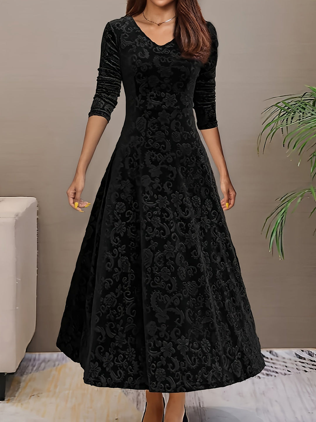Adeline | Elegant långärmad midi-klänning