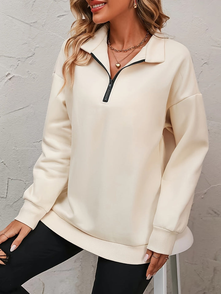 Gwyneth | Avslappnad Halvdragkedja Sweatshirt