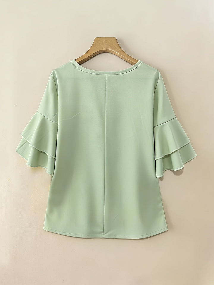 Karen | Blus med Utsvängda Ärmar och Plissering