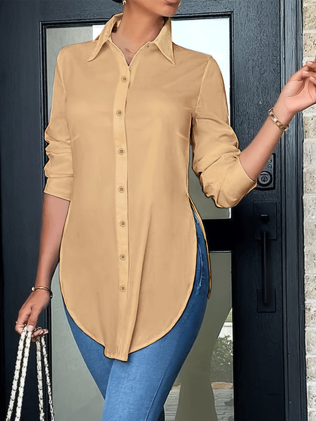 Quinn | Fins Button-Front Blus