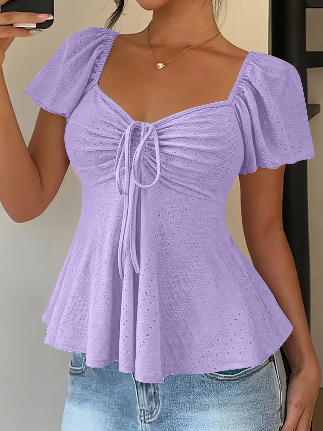 Josephine | Flutter-sleeve Peplum Top